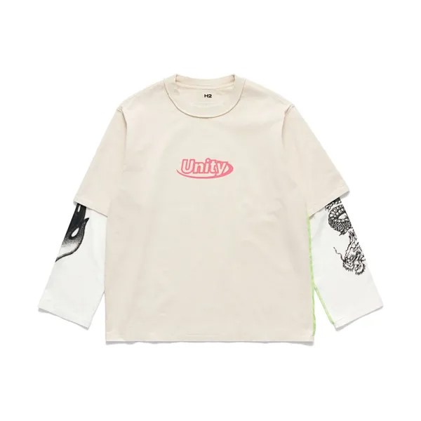 Лонгслив H&M H2 Double-layered, светло-бежевый