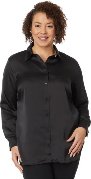 Атласная рубашка из шармеза больших размеров LAUREN Ralph Lauren, черный