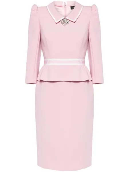 Jenny Packham платье миди Honeybee с баской, розовый