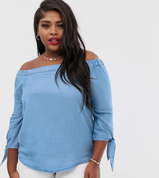Блузка с открытыми плечами Vero Moda Curve-Синий