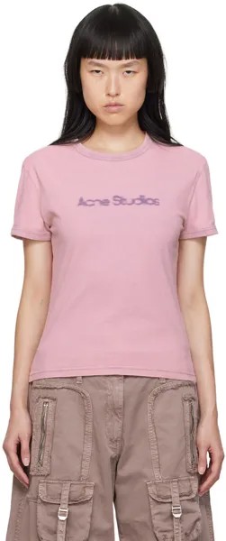 Розовая футболка с размытым рисунком Acne Studios