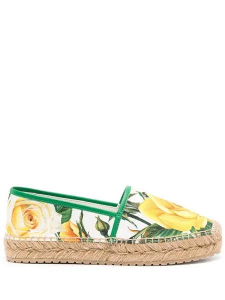 Dolce & Gabbana эспадрильи из канваса с цветочным принтом, белый