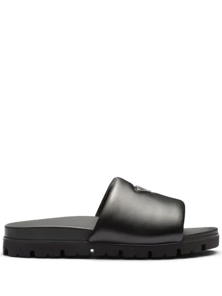 Prada шлепанцы с логотипом, черный
