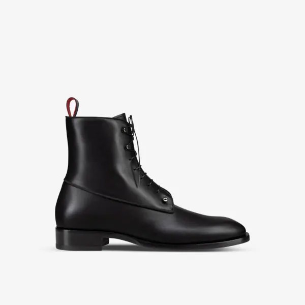 Кожаные ботильоны chambeliboot серебристого цвета с фурнитурой Christian Louboutin, черный