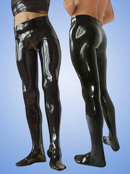Сексуальные черные мужские латексные леггинсы с ножками, латексные брюки размера плюс