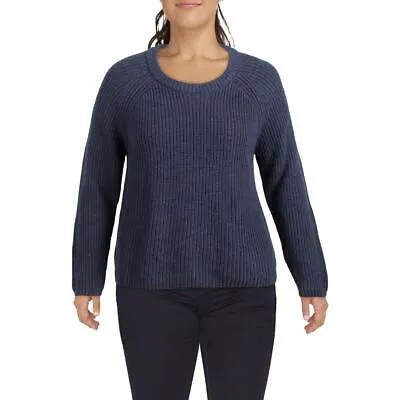 Женский синий хлопковый пуловер в рубчик цвета морской волны, свитер с круглым вырезом, топ плюс 2X BHFO 1498