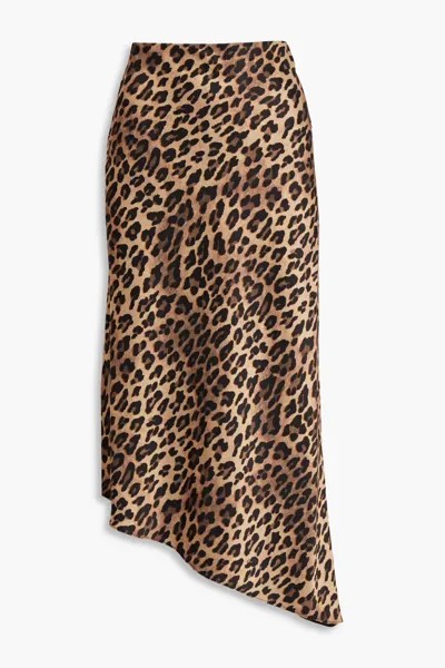 Maeve атласная юбка миди асимметричного кроя с леопардовым принтом Alice + Olivia, цвет Animal print