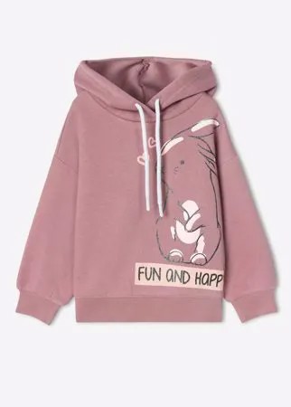 Розовое худи oversize с принтом для девочки Gloria Jeans