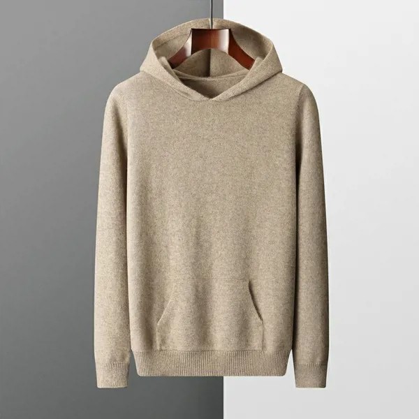 Кашемировый свитер с капюшоном, свитер на осень и зиму, теплый вязаный свитер для отдыха, нижняя одежда, мужское пальто, модное уменьшение во...
