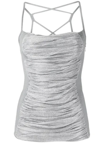 Топ со сборками и эффектом металлик Dion Lee, серый