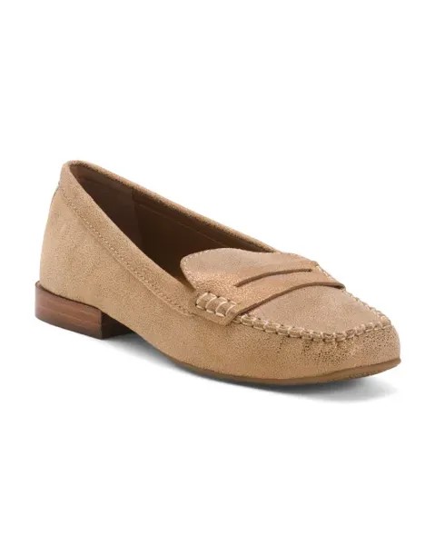 Замшевые лоферы Binah Penny Donald Pliner, цвет Light Bronze