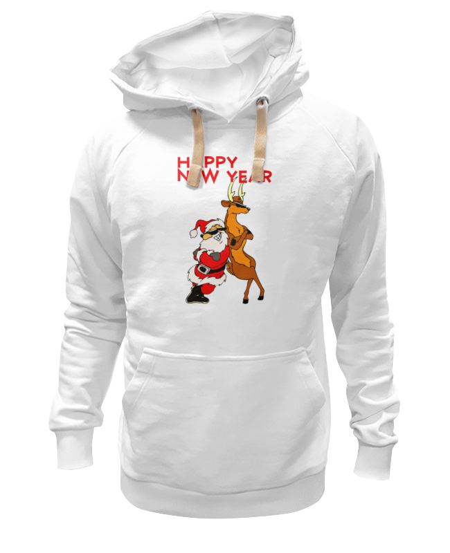 Худи Printio Happy new year белое 3XL