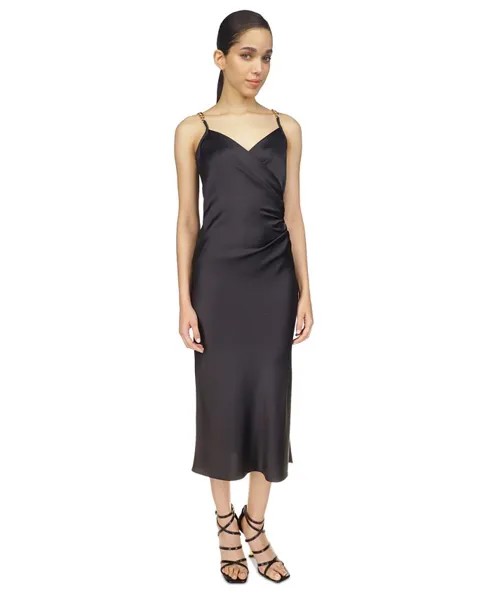 Женское однотонное платье-комбинация с цепочкой Michael Kors, черный