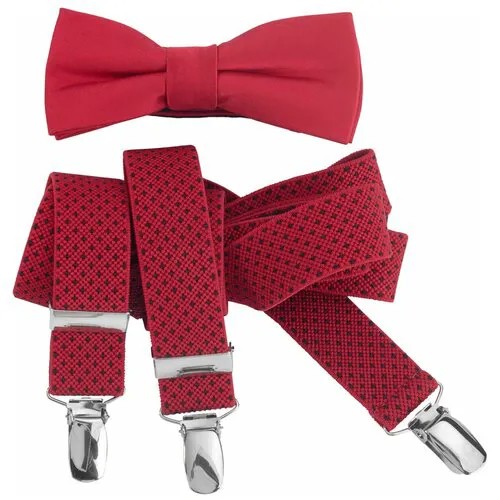 Подтяжки мужские и галстук-бабочка Lindenmann, красные, комплект, арт.980303