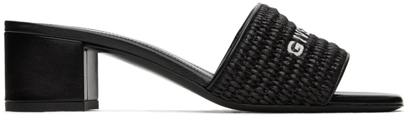 Черные босоножки на каблуке с вышивкой Givenchy