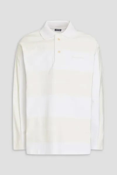 Рубашка-поло Raye из хлопкового джерси в полоску Jacquemus, цвет Off-white