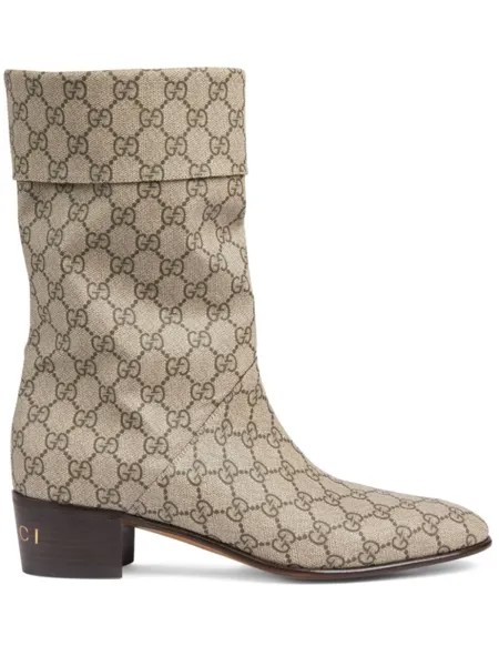 Gucci ботинки с узором GG Supreme, нейтральный цвет