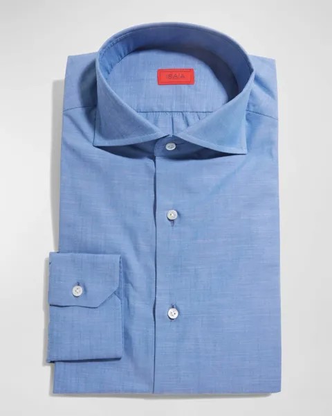 Мужская классическая рубашка из шамбре Isaia, цвет Light Blue