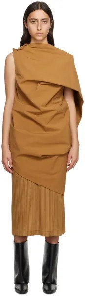 Коричневое мини-платье с балдахином ISSEY MIYAKE
