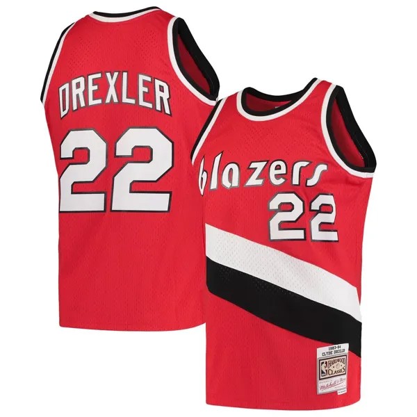 Мужская майка Mitchell & Ness Clyde Drexler Red Portland Trail Blazers Hardwood Classics 1983-84 Swingman Джерси