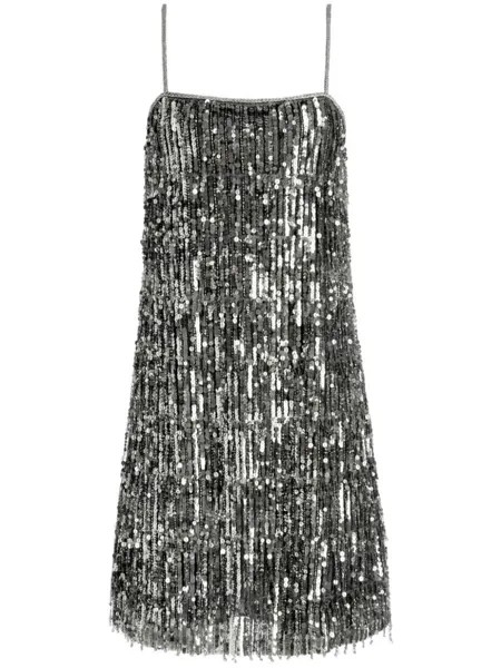 Платье мини Chicago с бахромой из пайеток alice + olivia, серебристый