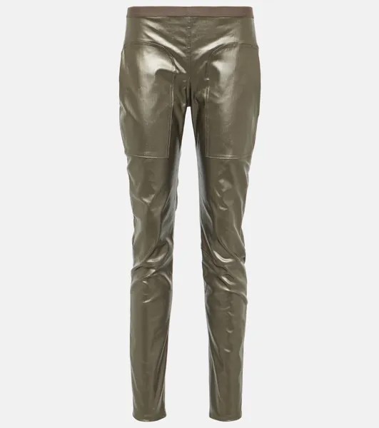 Джинсовые леггинсы с эффектом металлик Rick Owens, серебряный