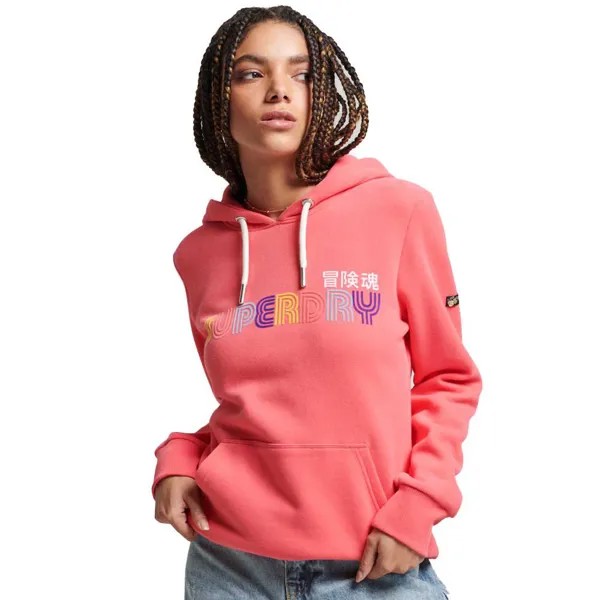Худи Superdry Vintage Retro Rainbow, розовый