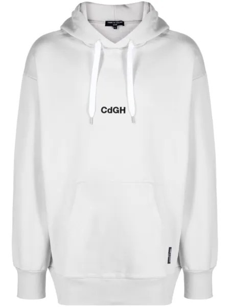 Comme des Garçons Homme худи с приспущенными плечами и вышитым логотипом, серый
