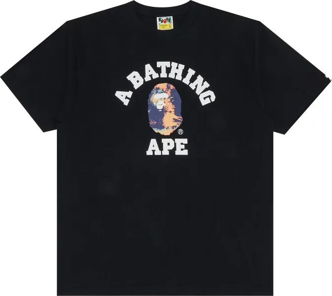 Футболка BAPE Tie Dye College Tee 'Black/Navy', черный