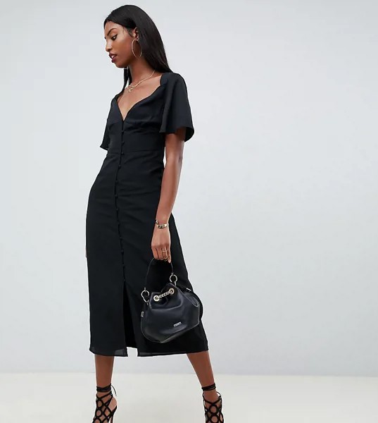 Платье макси с рукавами клеш Fashion Union tall-Черный