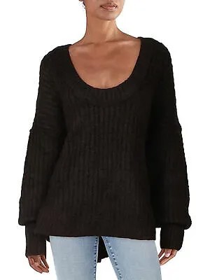 Женский черный пуловер FREE PEOPLE с длинными рукавами и вентилируемым подолом, S