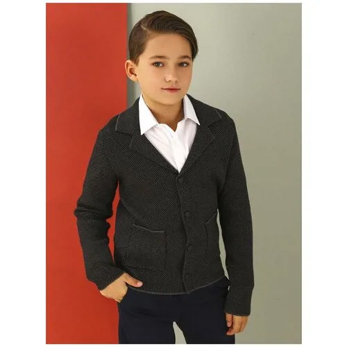 Школьный пиджак Noble People, однобортный, карманы, размер 152, серый