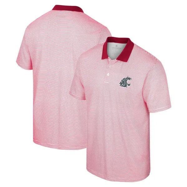 Мужская рубашка-поло в полоску с принтом Washington State Cougars белого/малинового цвета Colosseum