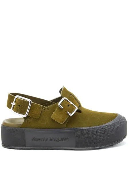 Alexander McQueen сандалии с пряжками, зеленый