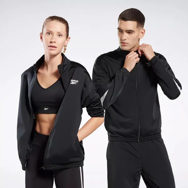 Вязаная спортивная куртка Reebok Identity Vector, цвет Night Black / White