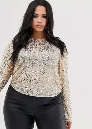 Лонгслив с пайетками ASOS DESIGN Curve-Золотой