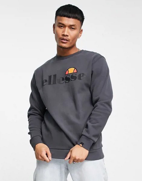 Свитшот угольного цвета с большим логотипом ellesse-Серый