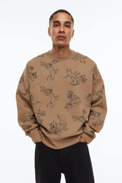 Толстовка свободного кроя H&M, бежевый/том и джерри