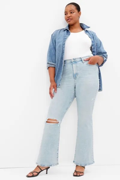 Рваные расклешенные джинсы 70-х с высокой талией Gap, синий