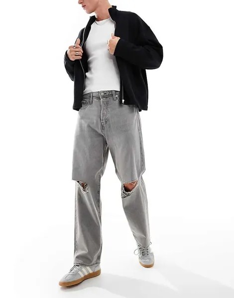 Серые мешковатые джинсы с разрезами на коленях Jack & Jones alex