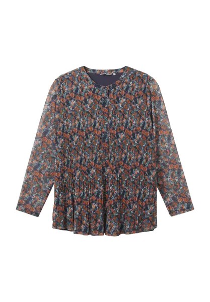 Блуза-рубашка, Henley, рукав 7/8, женская Tom Tailor, цвет Navy Small