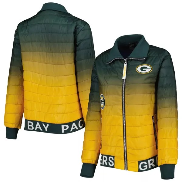 Женская куртка-пуховик с молнией во всю длину The Wild Collective, зеленый/золотой Green Bay Packers