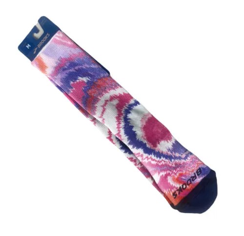НОВИНКА Носки Brooks Running Tempo Crew Socks Tie Dye Розовый Фиолетовый унисекс Размер M Сделано в США