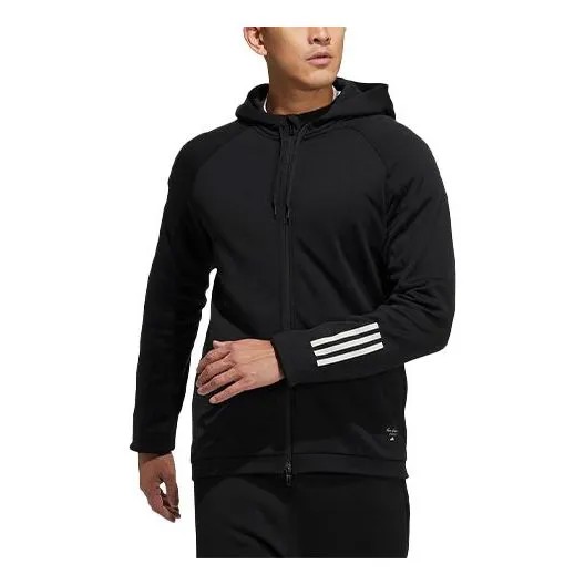 Куртка adidas Stripe Printing Fleece Lined Sports Hooded Jacket Black, черный