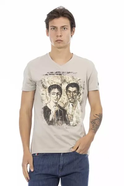 Хлопковая мужская футболка Trussardi Action, бежевый
