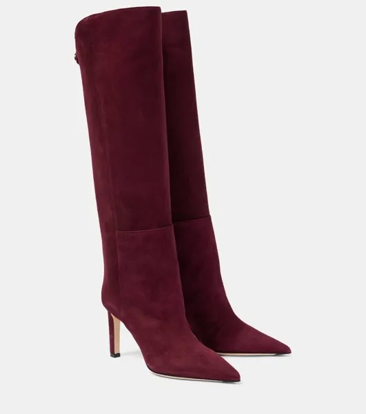 Замшевые сапоги Alizze 85 до колена Jimmy Choo, цвет garnet