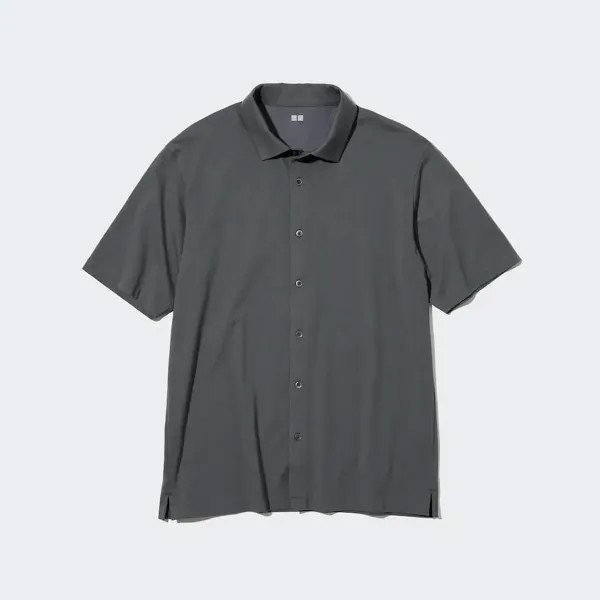 Рубашка Uniqlo AIRism Polo Open Collar, grey