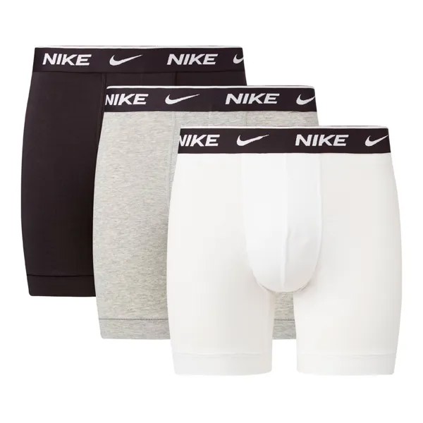 Боксеры Nike Boxershorts Everyday Cotton Stretch Boxer Brief 3P, цвет White/Grey Heather/Black