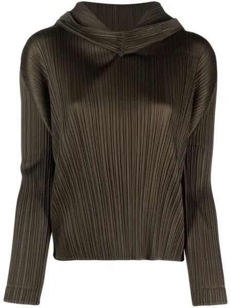 Pleats Please Issey Miyake сентябрьская плиссированная футболка, зеленый