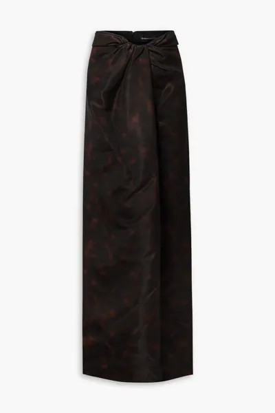 Юбка макси газар с драпировкой и принтом Brandon Maxwell, темно коричневый
